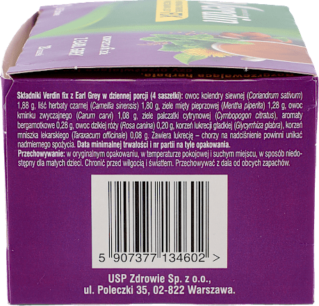 Suplement diety, wspomagający trawienie, pracę żołądka i jelit, Earl Grey USP ZDROWIE
