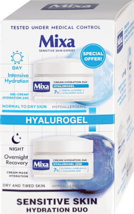 HYALUROGEL HYDRATION DUO za osetljivu kožu: dnevna + noćna krema za lice Mixa