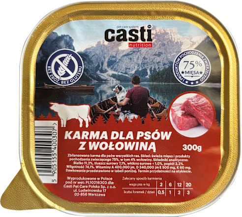 Karma mokra dla psa wołowina casti