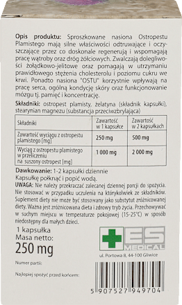 Ostropest plamisty, kapsułki Es Medical
