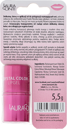 Żel do ust Lip Gel Crystal Clear Miracle Colour naturalny, silnie nawilżający, koloryzujący usta Laura Conti