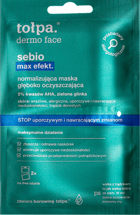 Dermo face sebio max efekt normalizująca maska głęboko oczyszczająca tołpa