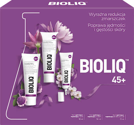 Zestaw 45+ krem na dzień + krem na noc + krem do oczu i ust Bioliq