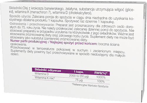 Suplement diety Witamina D3 2000 IU + K2, kapsułki INV Poland