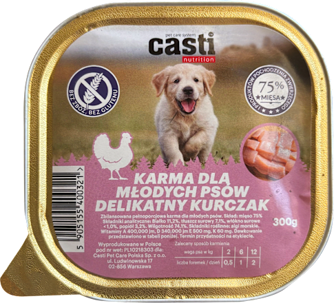 Karma mokra dla psa junior kurczak casti