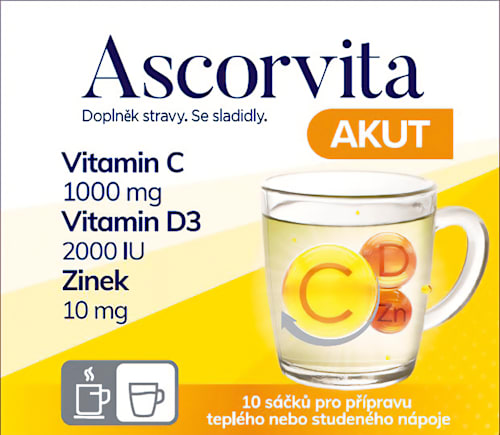 AKUT vitamín C, vitamín D3 a zinek Ascorvita