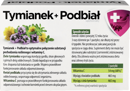 Suplement diety TYMIANEK+PODBIAŁ, pastylki do ssania  AFLOFARM