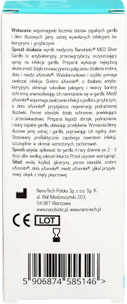Spray na infekcje gardła antybakteryjny i łagodzący, Gardło nanobiotic