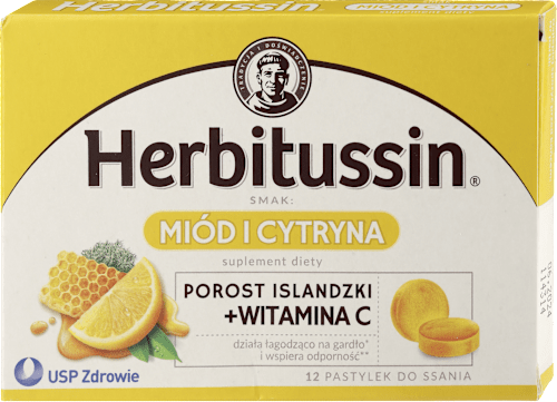 Pastylki do ssania na ból i suchość gardła Miód i Cytryna Herbitussin