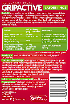 Suplement diety wspomagający drogi odechowe, szaszetki   USP ZDROWIE