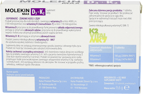 Suplement diety Molekin Max D3 + K2, tabletki MOLEKIN