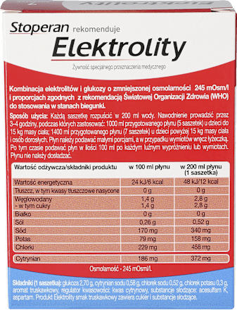 Elektrolity, smak truskawkowy, saszetki USP ZDROWIE