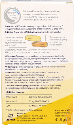 Suplement diety Ascorvita MAX, tabletki ZDROVIT