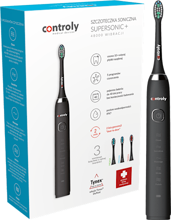 Szczoteczka soniczna supersonic PLUS, czarna controly