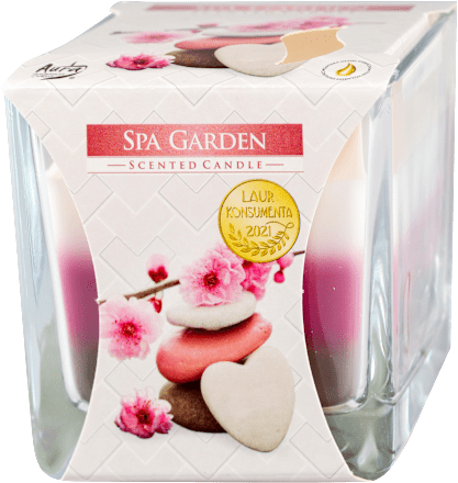 Spa Garden - trobojna sveća u kvadratnom staklu Aura Fragrances Candles