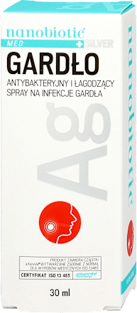 Spray na infekcje gardła antybakteryjny i łagodzący, Gardło nanobiotic