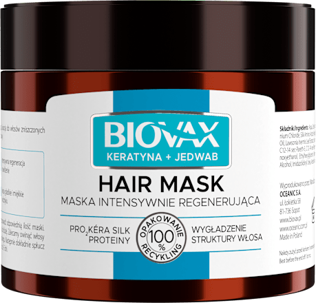 Keratyna + jedwab maska do włosów przesuszonych, puszących się BIOVAX