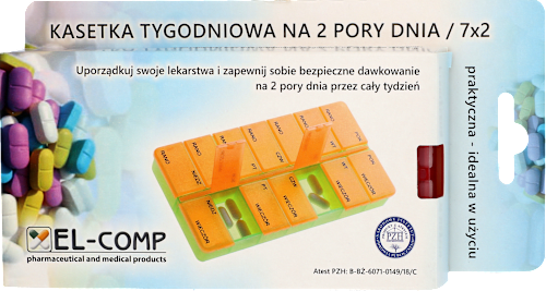 Kasetka do leków tygodniowa na 2 pory dnia 7x2 KALLDERA