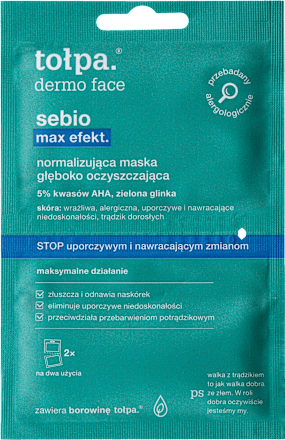 Dermo face sebio max efekt normalizująca maska głęboko oczyszczająca tołpa