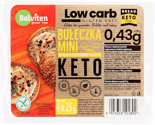 Mini bułeczki z sezamem Keto 4x25g Balviten