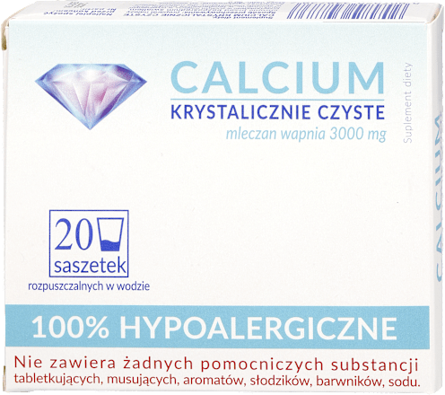Calcium krystalicznie czyste, mleczan wapnia 3000 mg, saszetki UNIPHAR