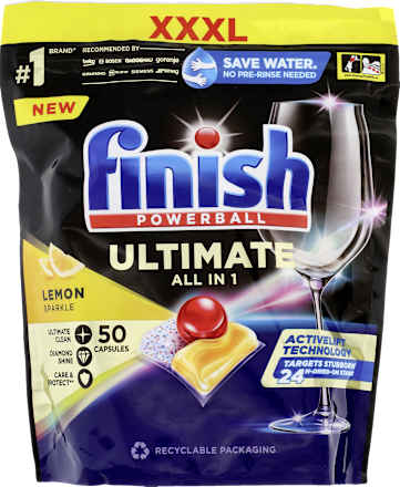 Kapsułki do zmywarek Ultimate All in One cytrynowe BOX Finish