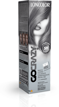 Mască (cremă) colorantă semipermanentă de păr S11 Argintiu închis LONCOLOR GO CRAZY