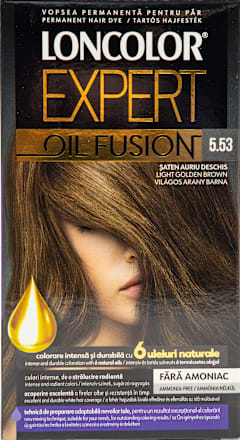 Vopsea de păr fără amoniac Oil Fusion 5.53 șaten auriu deschis LONCOLOR EXPERT