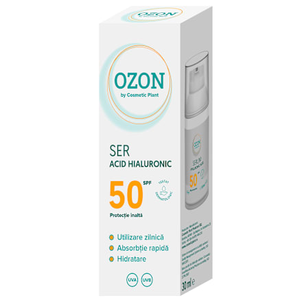 Ser cu acid hialuronic și protecție solară SPF50 cosmetic plant