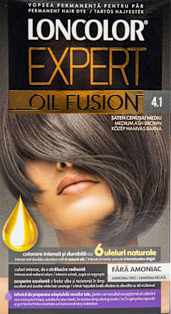 Vopsea de păr fără amoniac Oil Fusion 4.1 șaten cenușiu mediu LONCOLOR EXPERT