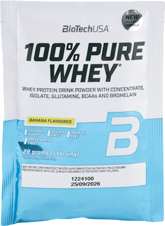Proteínový nápoj v prášku 100 % Pure Whey New banán BioTechUSA