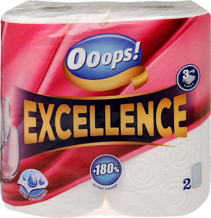 Papírtörlő Excellence, 3 rétegű, 2x75 lap Ooops!