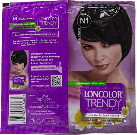 Vopsea semipermanentă numărul 1 negru LONCOLOR TRENDY
