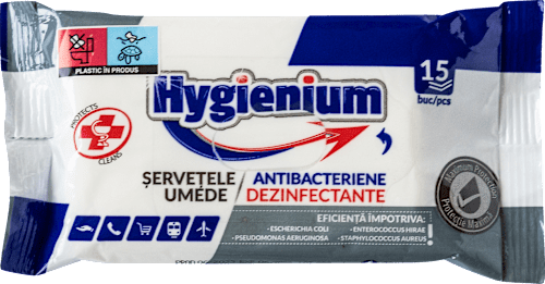 Șervețele umede antibacteriene dezinfectante Hygienium