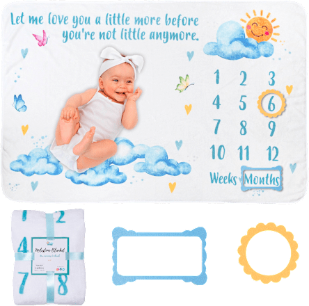 Păturică aniversară cu norișori babysnugg