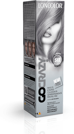 Mască (cremă) colorantă semipermanentă de păr S12 Argintiu LONCOLOR GO CRAZY