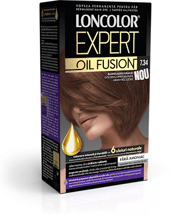Vopsea de păr fără amoniac 7.34 blond auriu arămiu LONCOLOR EXPERT