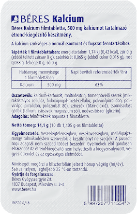 Calcium 500mg filmtabletta Béres