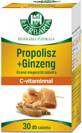 Propolisz + Ginzeng étrend-kiegészítő tabletta C-vitaminnal HERBÁRIA