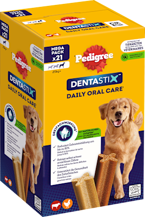 Kausnack Hund Zahnpflege DentaStix für große Hunde, Multipack (3x7 Stück) Pedigree