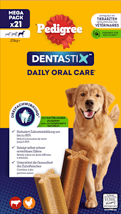 Kausnack Hund Zahnpflege DentaStix für große Hunde, Multipack (3x7 Stück) Pedigree