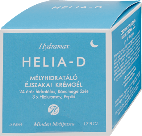 Arckrém gél Hydramax, minden bőrre, éjszakai, 3X hialuronsavval és peptiddel HELIA-D