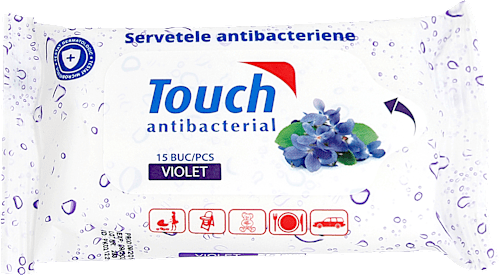 Șervețele umede antibacteriene violet Touch