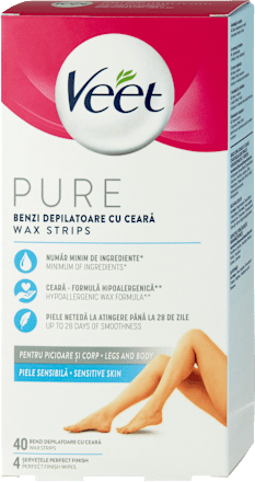 Benzi depilatoare cu ceară rece pentru picioare și corp Veet