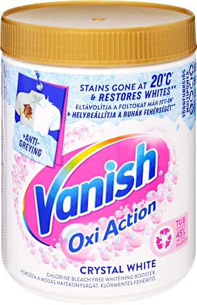 Folteltávolító és fehérítő por, Crystal White nagy kiszerelésben Vanish Oxi Action