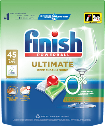 Kapsuly do umývačky riadu Ultimate Deep Clean & Shine 0% Finish