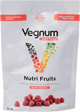 Nutri Fruits élőflórával, pirosgyümölcs ízű gumigyümölcs Vegnum