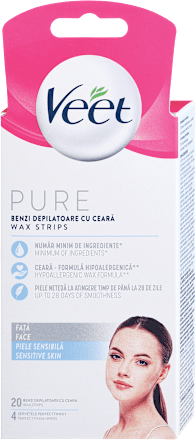 Trakovi z voskom za depilacijo Sensitive, za obraz Veet