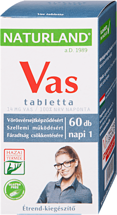 Vas tabletta, étrend-kiegészítő NATURLAND