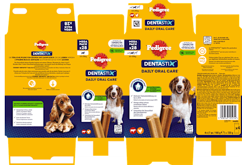 Kausnack Hund Zahnpflege DentaStix für mittelgroße Hunde, Multipack (28 Stück) Pedigree